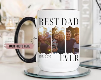 Custom Photo Mug For Dad, Personalized Picture Mug Gift, Father's Day Mug From Kids, Best Dad Ever Coffee Cup, Photo Collage Mug Gift