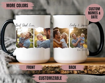 Best Dad Ever Coffee Cup, Custom Photo Mug For Dad, Personalized Fathers Day Cup, Photo Collage Mug, Dad Mug Birthday Gift, New Dad Gift