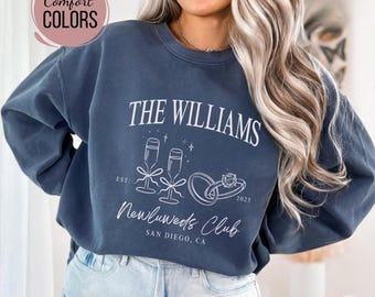 Benutzerdefinierte Braut Sweatshirt, Verlobungsgeschenk für die Braut, personalisieren Wifey Ehemann Shirt, Brautparty-Shirt, Flitterwochen-Shirt, Hochzeitsgeschenk der neuen Frau