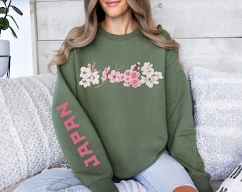 Japanisches Kirschblüten-Sweatshirt, Sakura-Sweatshirt, japanische Streetwear, Japan-Reise-Pullover, japanischer Liebhabergeschenk, Tokyo-Stil