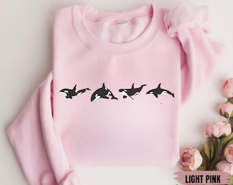 Orca Whales Sweatshirt, Vintage Whale Sweatshirt, Whale Lover Gift, Marine Biology Gift, Ocean Whale Orca Gifted, Orca Hoodie, Sealife Orca