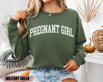 Sweat-shirt pour fille enceinte, col rond de grossesse, révélation de grossesse, faire-part de naissance, cadeau pour une maman enceinte, cadeau de baby shower, cadeau de nouvelle maman
