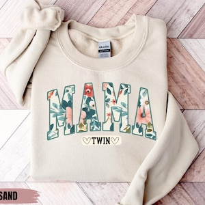 Floral Twin Mom Sweatshirt, Twin Baby Sweatshirts, Gift For Twin Mom, Girl Twins Sweater, Boy Twins Sweaters, Twin Mom Birthday Crewnecks