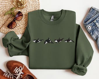 Orca Whales Sweatshirt, Vintage Whale Sweatshirt, Whale Lover Gift, Marine Biology Gift, Ocean Whale Orca Gifted, Orca Hoodie, Sealife Orca