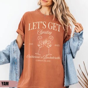 Comfort Colors Let&#39;s Get Spritzy Bachelorette Shirt, Aperol Spritz Shirt, Aperol Club Shirt, Custom Girls Club Shirt, Spritz Cocktail Shirt