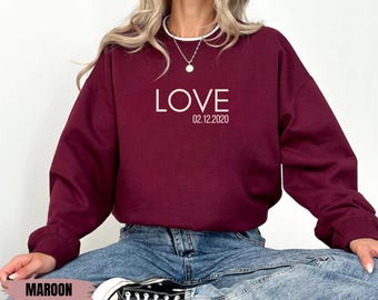 Benutzerdefinierte Liebe Valentines Sweatshirt, personalisierte Frauen Valentines Sweatshirt, Valentinstag Hoodie, süßes Valentinstag Geschenk, Herz Sweatshirt
