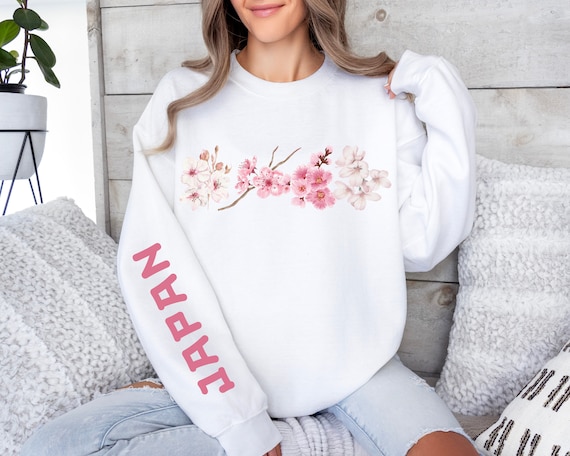Felpa con fiori di ciliegio giapponesi, felpa con motivo Sakura