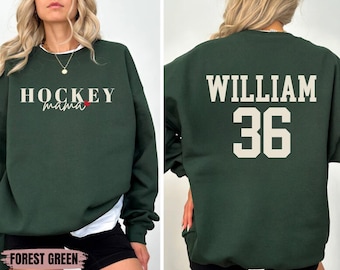 Sudadera con capucha personalizada para mamá de hockey, sudadera con capucha para el día del partido, suéteres de hockey con nombre y número, regalo para mamá de hockey