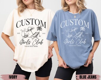 Comfort Colors®Custom Girls Club Shirt, Custom Bachelorette Logo Shirt, Custom Cocktails Shirt, Bachelorette Party Shirt, Social Club Luxury