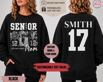 Sudadera con capucha personalizada para mamá de un jugador de fútbol americano de último año, regalo personalizado con foto para mamá de un jugador de fútbol americano, sudadera para la noche de graduación, regalo para la clase de 2027