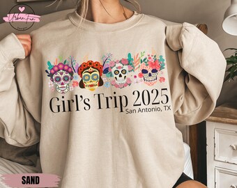 Girls Trip 2025 Sweatshirt: Sugar Skull Group Vacation Outfit