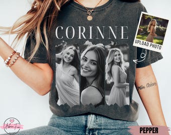 Custom Photo Name Shirt, Comfort Colors® Personalized Picture Tee, Gift For Her With Photos, Custom Face Shirt, Birthday Gift For Friend
