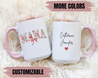 Mug maman, mug maman personnalisé, mug maman avec noms d'enfants, idées cadeau nouvelle maman, cadeau première maman, cadeau nouveau parent, tasse à café maman personnalisée