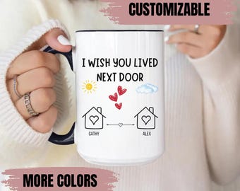 Best Friend Gift, Custom Bestie Coffee Mug, Unique Cute Personalized BFF Gift, Long Distance Friendship, Moving Away Present Ceramic Tea Mug