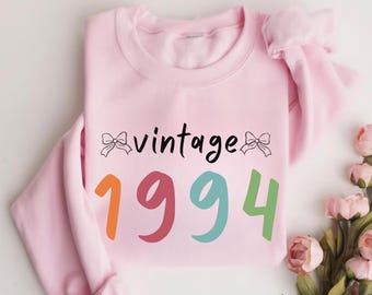 30th Bow Sweatshirt, Vintage 30th Birthday Hoodie, 30th Birthday Gift, 30th Birthday Women, 30th Birthday Friend, 1995 Birthday Sweatshirt