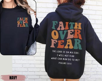 Glaube über Angst Christlicher Hoodie Bibel Vers, Ästhetische Christliche Sweatshirts, Jesus Hoodie, Kirche Hoodie, Religiöser Pullover, Glaube Pullover
