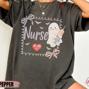Nurse Comfort Colors® Halloween Shirt, Halloween Nurse Shirt, Spooky Nurse, Fall Nurse Crewneck, Ghost Nurse Tshirt, Halloween Nursing Tee