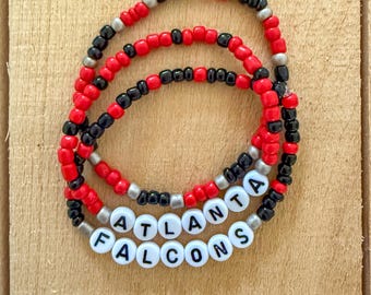 Atlanta Falcons Beaded Bracelet Stack: NFL Football Game Day Jewelry