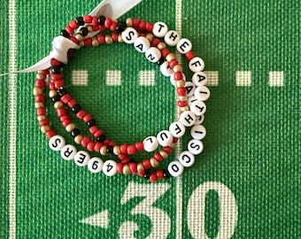 49ers Beaded Bracelet Set: San Francisco Football Team Jewelry