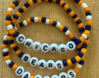 Chicago Bears Beaded Bracelet Stack: NFL Football Jewelry