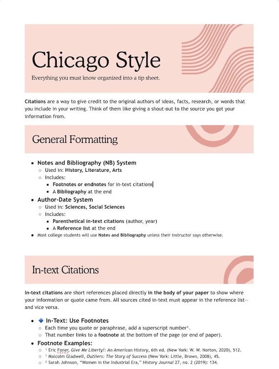 References In Chicago Format