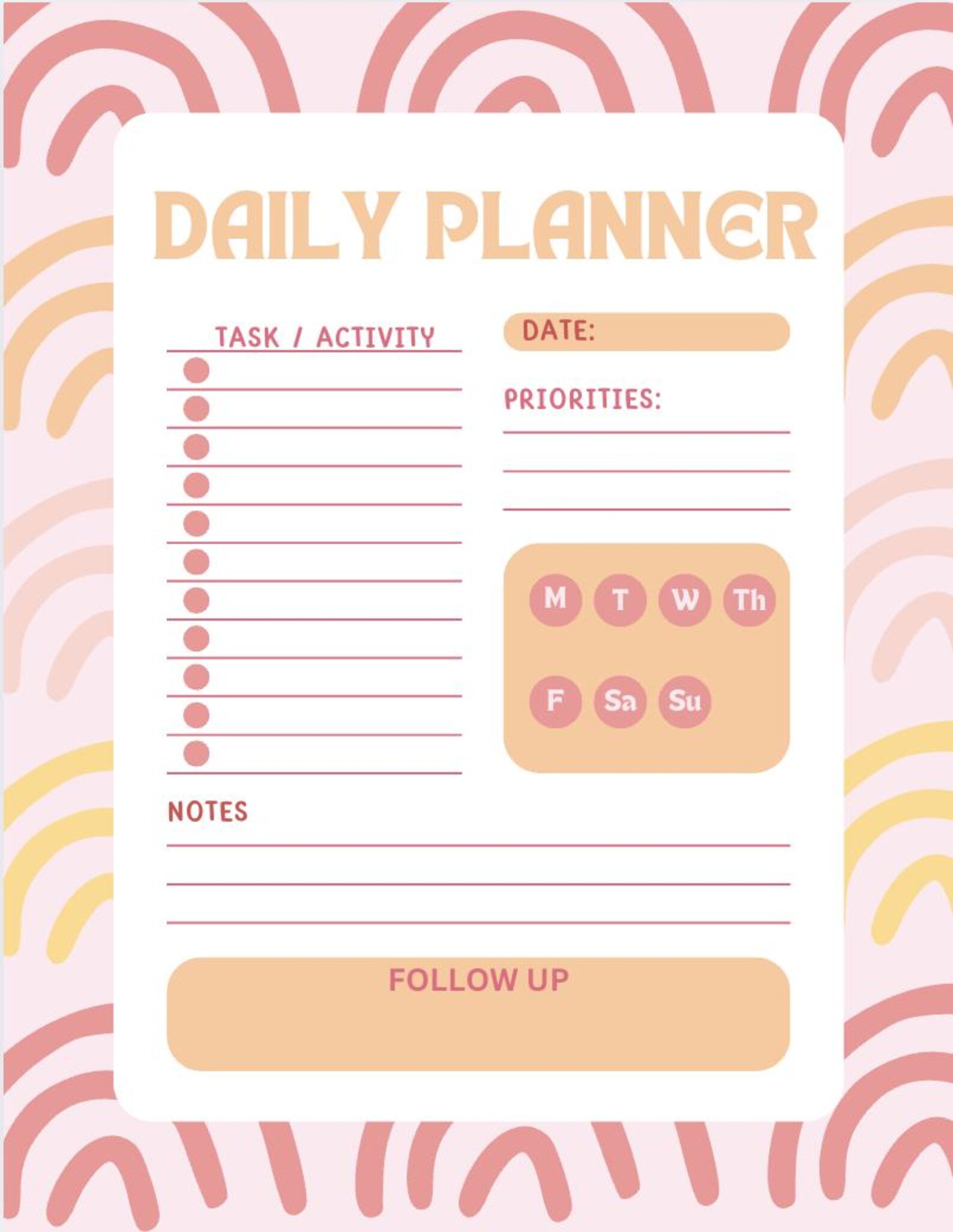 Pink Daily Planner Printable | Minimalist Productivity Organizer (PDF ...