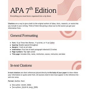 APA 7th Edition Citation Cheat Sheet: Printable Academic Guide (PDF Download)