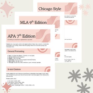 Citation Style Guide Bundle: MLA, APA, Chicago (PDF Downloadable Study Sheets)