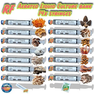 Organic 14x COMPLETE RF Aerated Liquid Culture BANK Syringe Kit