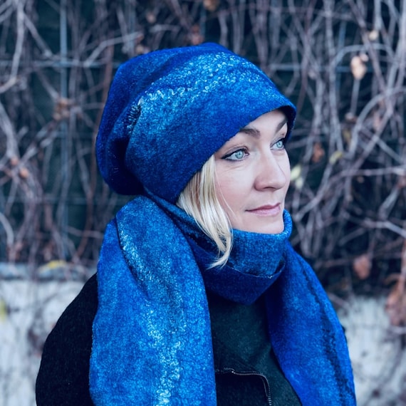 Sciarpa Marianne Foulard Blu Elettrico Cappello Invernale Cappello