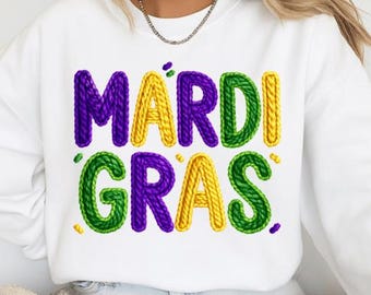 Mardi Gras Crochet Wording, Shirt Design, DTF, Sublimation -PNG File