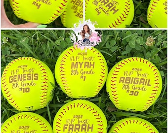 Gegraveerd softbal, teamcadeau, lasergegraveerd, cadeau senioren