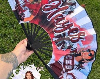 Custom Clap Fan- Personalized With Pictures- 25" wide Single Sided Fan