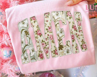 AMEN - floral, faux patch, Sublimation and DTF PNG file