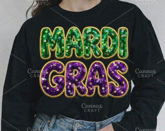 Mardi Gras Sequin Word Art, Shirt Design, DTF, Sublimation -PNG File