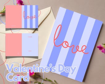 Afdrukbare Valentijnsdagkaart | Afdrukbare Valentijnsdagkaart Love on Stripes