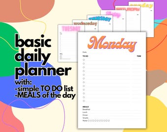 Leuke dagelijkse dagelijkse planner/elke dag van de week/digitale planner/afdrukbare weekplanner/klaar om af te drukken weekplanner