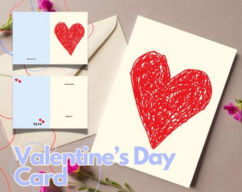 Afdrukbare Valentijnsdagkaart | Afdrukbare Valentijnsdagkaart met groot rood hart