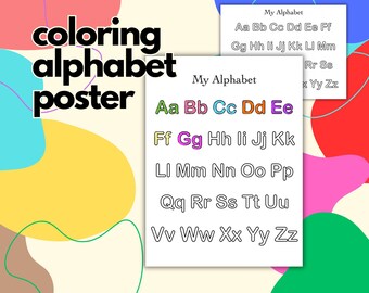 Kleurplaat alfabetposter voor kinderen | Afdrukbaar alfabet om in te kleuren | Leer het alfabet voor kinderen kleuren | Educatieve kleurplaten