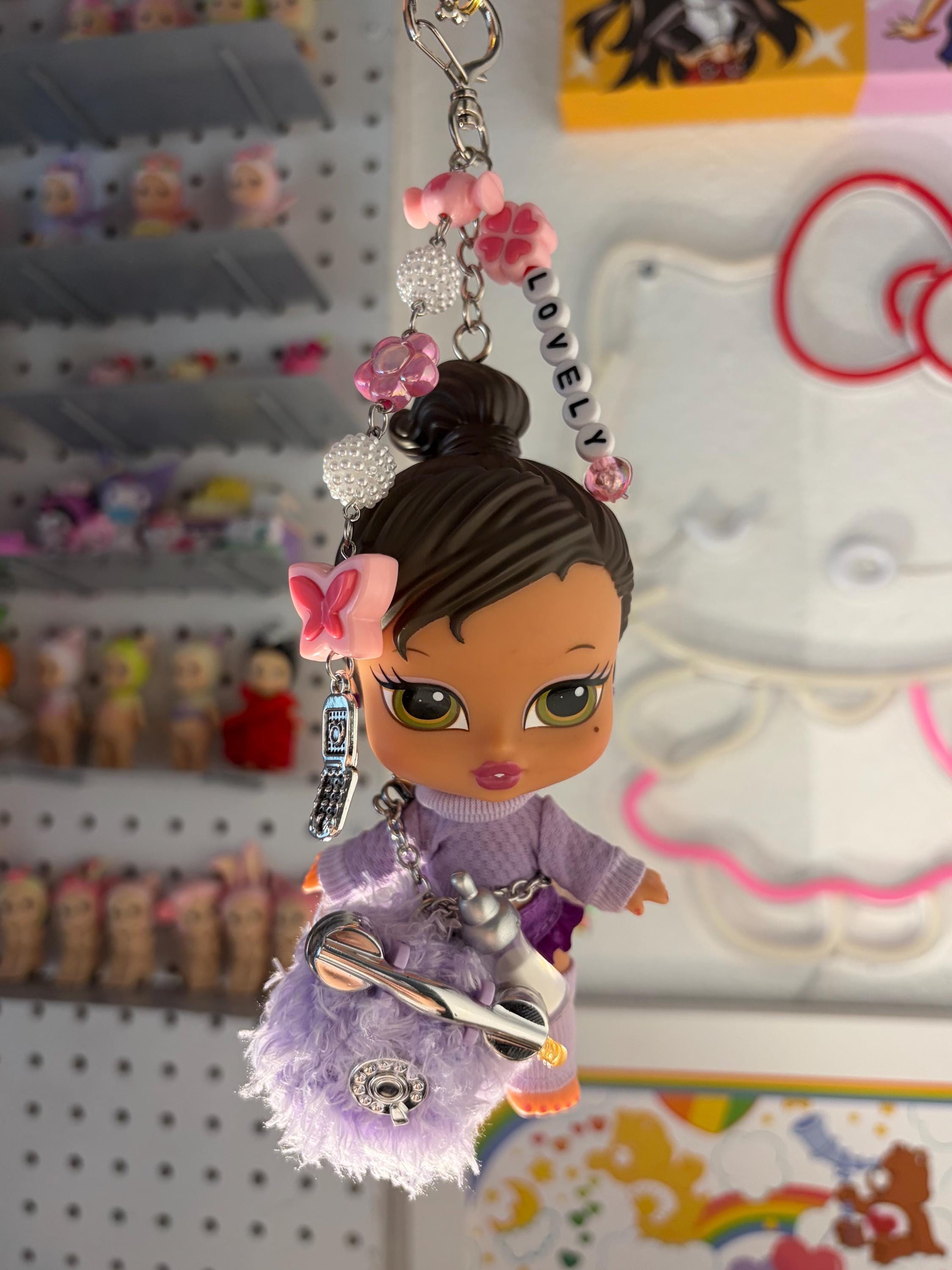 Custom Bratz Babyz Keychain Jade Doll Runways W Fluffy Phone Bag