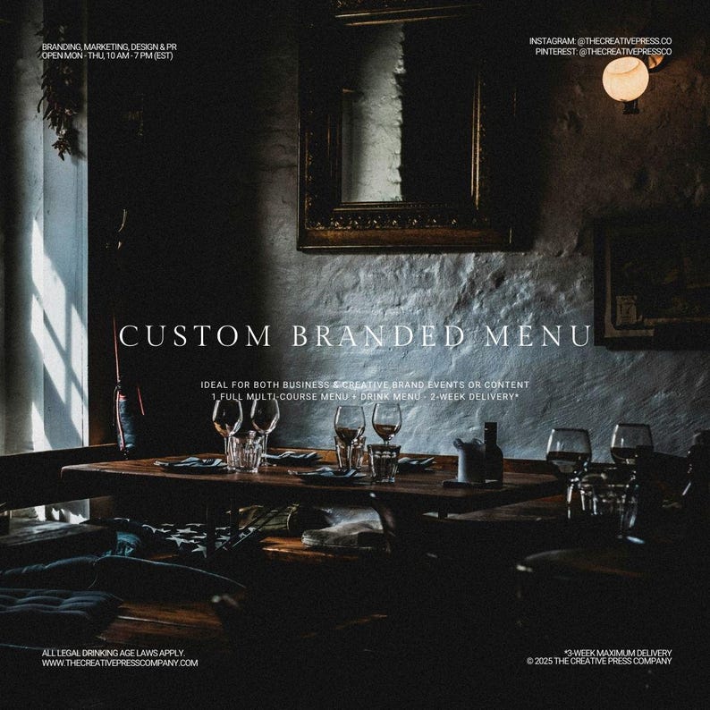 Custom Branded Menu - Etsy