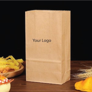 100 pezzi SACCHETTI DI CARTA ARTIGIANALI / Sacchetti di carta marrone personalizzati da 70 g per alimenti, generi alimentari, compleanni, snack, confezioni / Sacchetti per la conservazione di bar e feste / Sacchetti per matrimoni