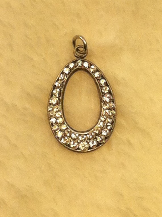 Vintage Swarovski Crystal Pave Teardrop Pendant C… - image 2