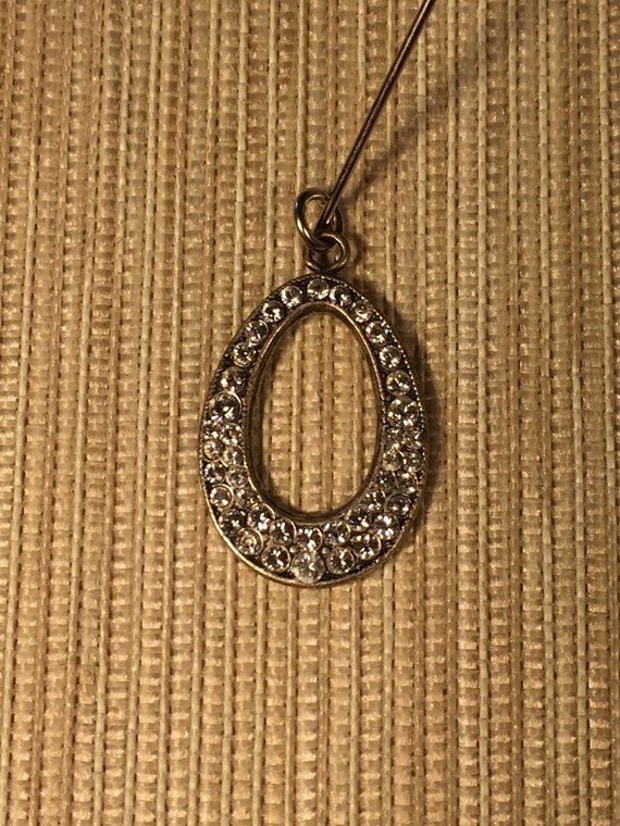 Vintage Swarovski Crystal Pave Teardrop Pendant C… - image 1