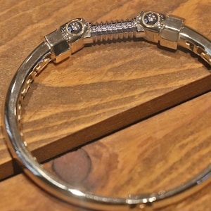 14K Real Gold, Unisex Industrial Bracelet, Handmade with Nuts and Bolts Design, Unique Bracelet, Adjustable, Gift