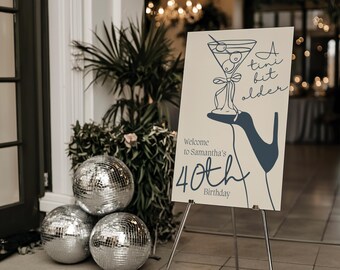 Customizable Martini Birthday Welcome Sign: Handdrawn High Heel (Digital Download)