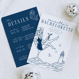 Itinerario de despedida de soltera en Newport / Invitación de fin de semana náutico / Programa de viaje para novias / Plantilla de invitación para fiesta en Rhode Island