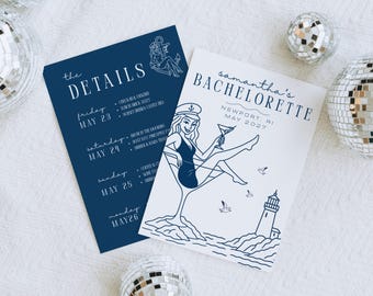Newport Rhode Island Bachelorette Itinerary Invite: Nautical Girls Trip Invitation (Digital Download)