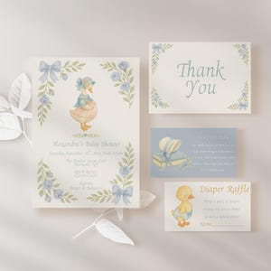 Conjunto de invitaciones para baby shower de Mother Goose / Baby Shower con rimas infantiles / Baby Shower de Silly Goose / Baby Shower con temática de ganso / Baby Shower estilo cottagecore