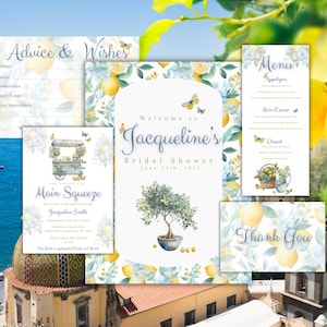 She Found Her Main Squeeze Amalfi Coast and Lemons Bridal Shower Bundle, Mediterranean Party Decorations, Italian Bridal Shower Bundle